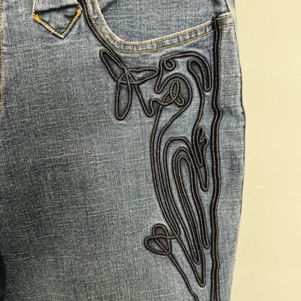 Bsou Jeans Wide‎ Legs Embroidered Legs & Pockets Sz 12 - Picture 7 of 15